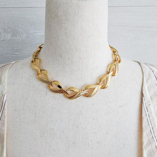 Vintage Trifari Gold Tone Link Necklace Heavy Choker