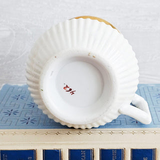 Antique Porcelain Hand Painted Red and Blue Floral & Gold Coffee Cup