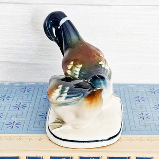 Vintage Two Mallard Ducks Ceramic Figurine Green Brown and Cream