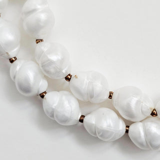 Vintage 1950’a Trifari 2 Strand White Faux Baroque Pearl 14” Choker Necklace